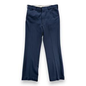 Vintage Pants Mens 32x30 Blue YKK Zipper Talon Hardware Textured Leisure 70s